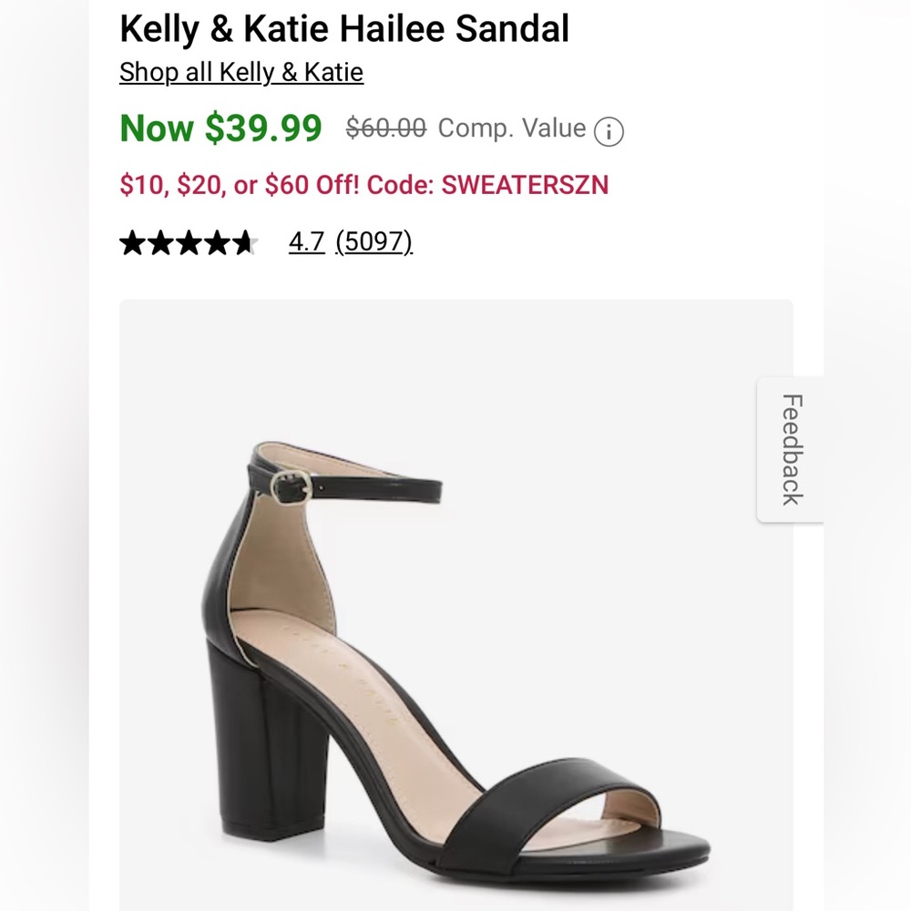 Kelly & Katie black strap heel sandals